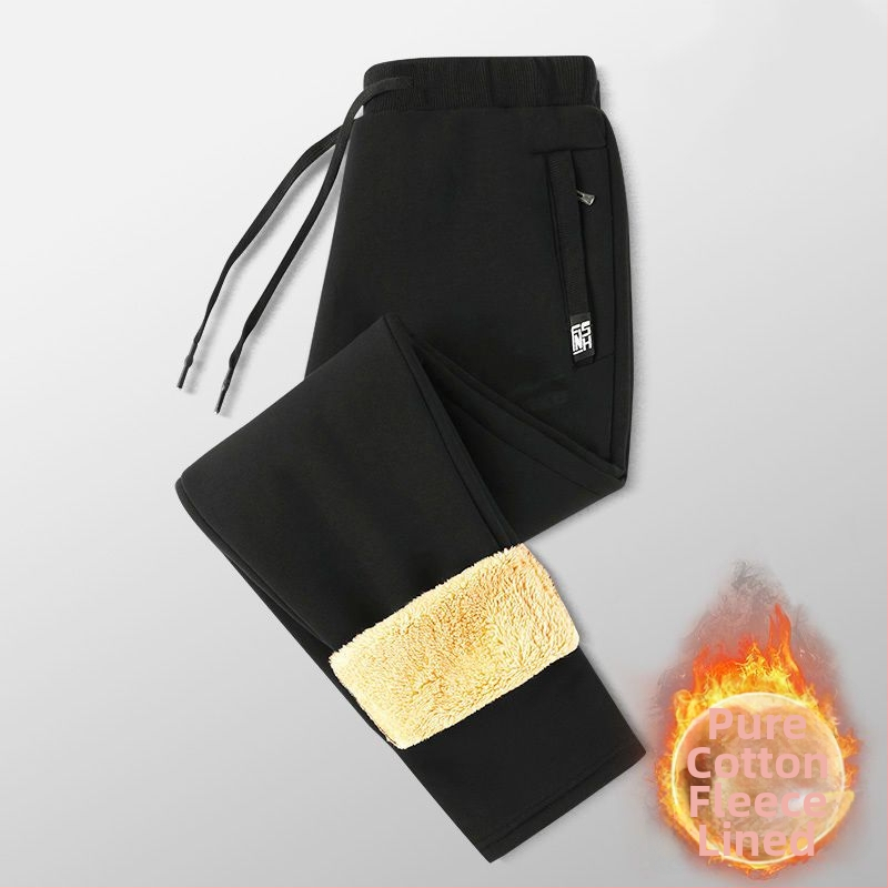 Vīriešu kokvilnas bikses ar samta oderi, bieza un silta, taisns piegriezums, augsts viduklis, saistāmais aizvērums ar auklu, ikdienas āra bikses