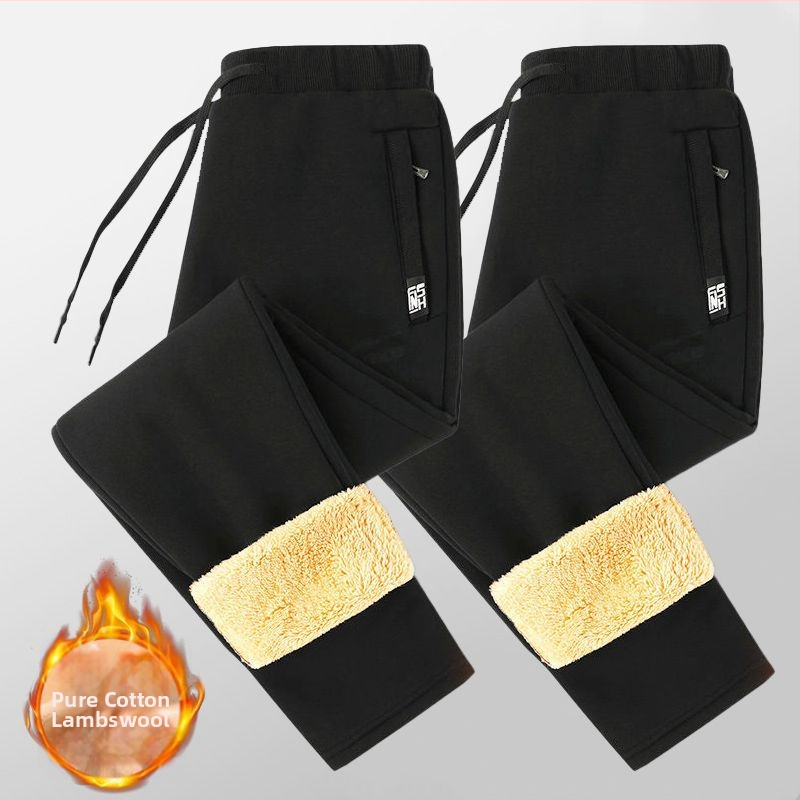 Vīriešu kokvilnas bikses ar samta oderi, bieza un silta, taisns piegriezums, augsts viduklis, saistāmais aizvērums ar auklu, ikdienas āra bikses