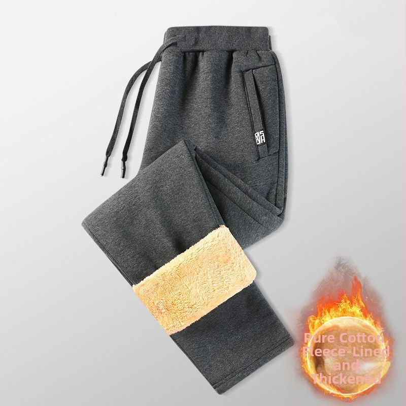 Vīriešu kokvilnas bikses ar samta oderi, bieza un silta, taisns piegriezums, augsts viduklis, saistāmais aizvērums ar auklu, ikdienas āra bikses