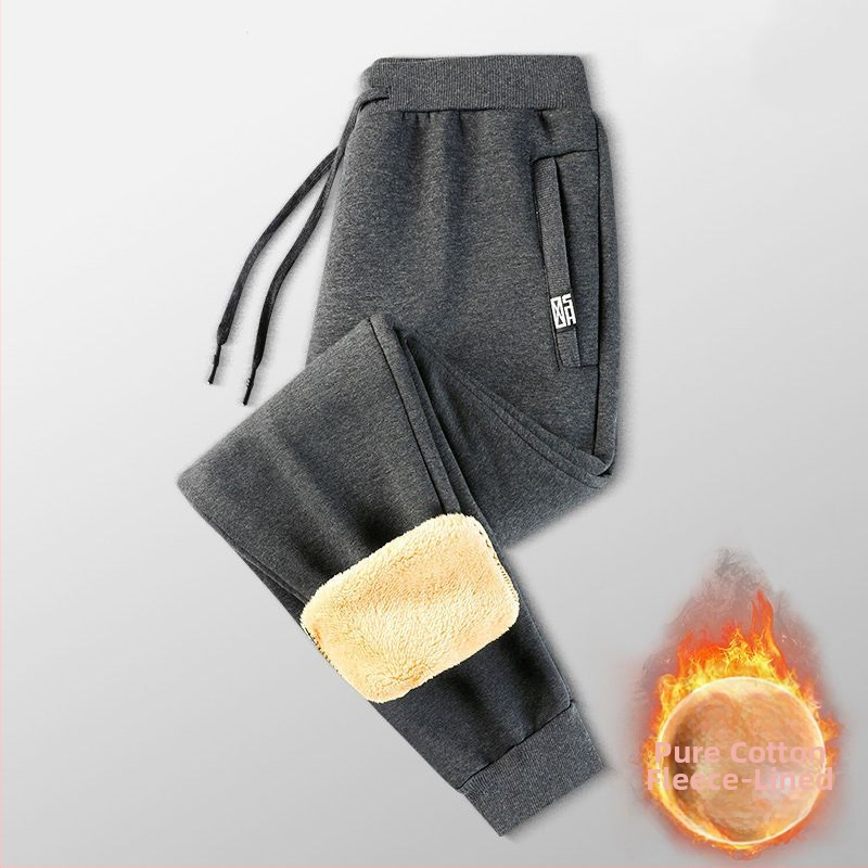 Vīriešu kokvilnas bikses ar samta oderi, bieza un silta, taisns piegriezums, augsts viduklis, saistāmais aizvērums ar auklu, ikdienas āra bikses