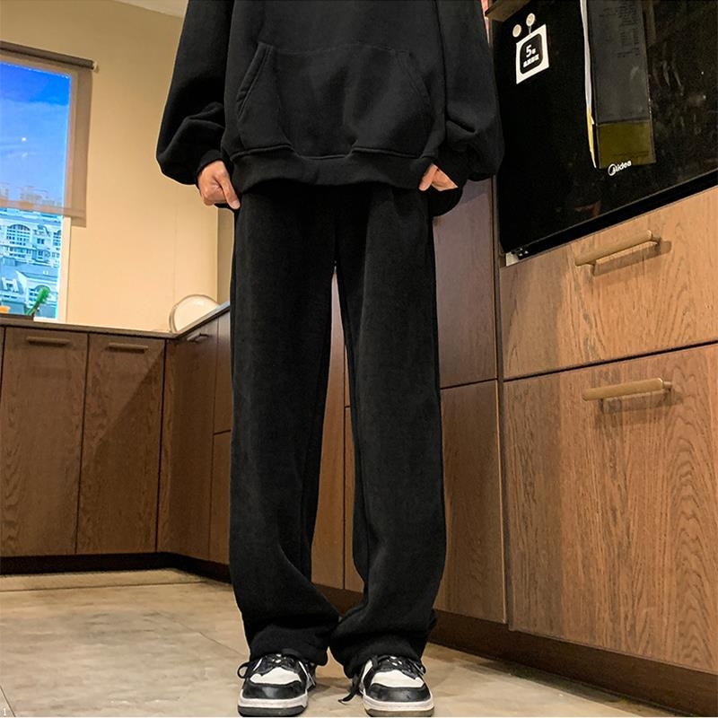 Vīriešu ziemas kordūrijas bikses ar fleece oderi, biezas, taisns piegriezums, ar jostu (corduroja audums; poliestera maisījums; fleece oderes; pret vēju; ziemas model)