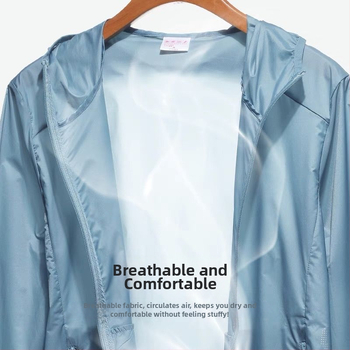 Unisex vasaras ultra plāna UV aizsardzības vēja jaka, neilons, elpojoša, ultra viegla, kapuce, UPF50