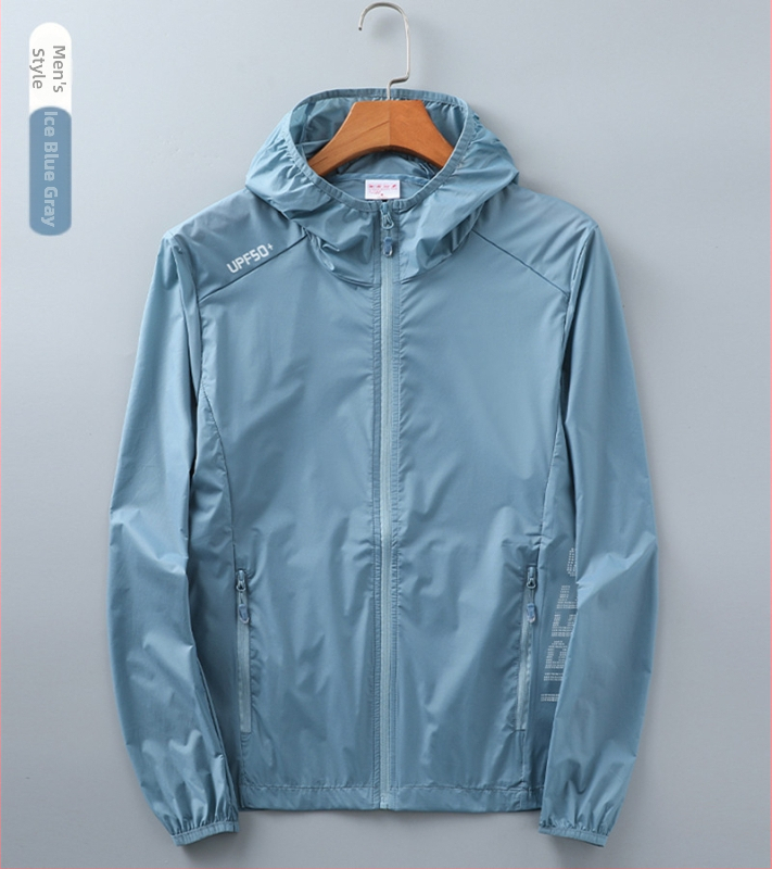 Unisex vasaras ultra plāna UV aizsardzības vēja jaka, neilons, elpojoša, ultra viegla, kapuce, UPF50