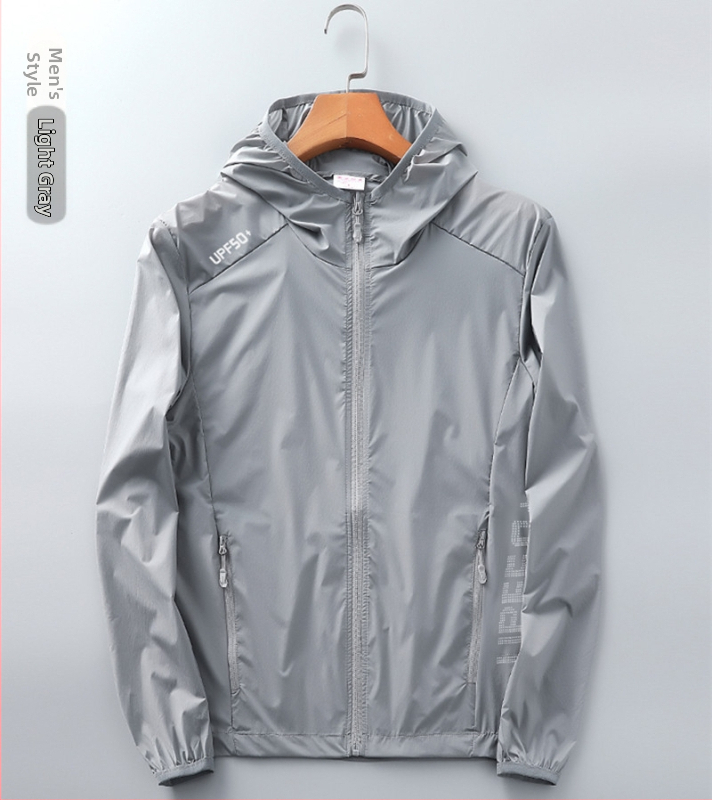 Unisex vasaras ultra plāna UV aizsardzības vēja jaka, neilons, elpojoša, ultra viegla, kapuce, UPF50
