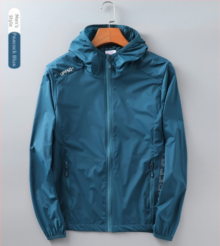 Unisex vasaras ultra plāna UV aizsardzības vēja jaka, neilons, elpojoša, ultra viegla, kapuce, UPF50