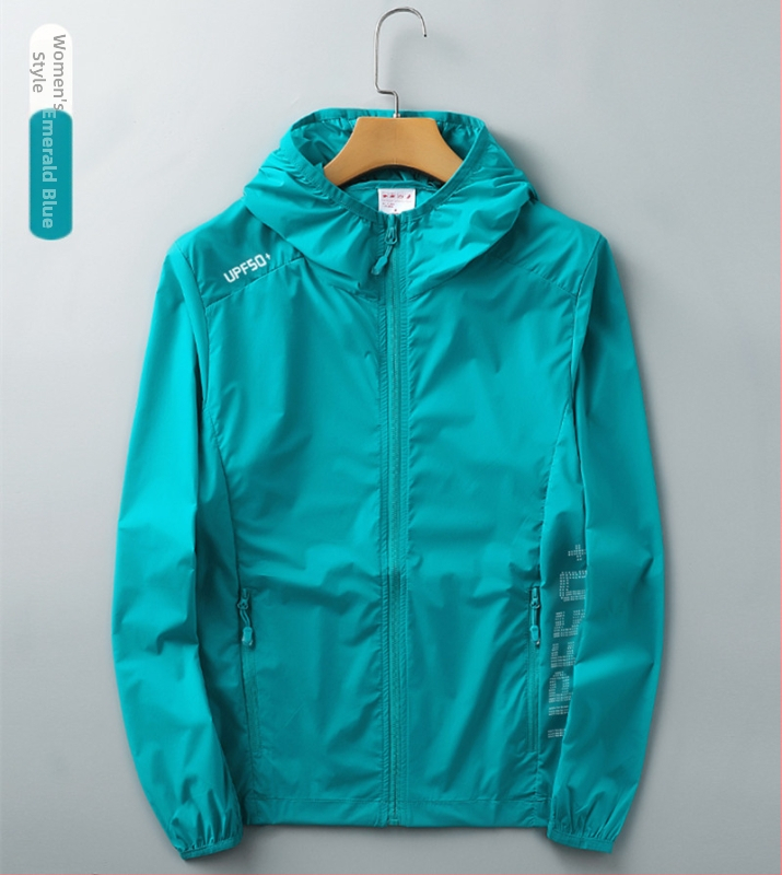 Unisex vasaras ultra plāna UV aizsardzības vēja jaka, neilons, elpojoša, ultra viegla, kapuce, UPF50