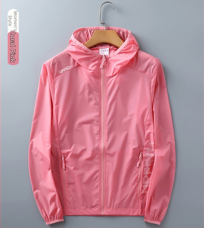Unisex vasaras ultra plāna UV aizsardzības vēja jaka, neilons, elpojoša, ultra viegla, kapuce, UPF50