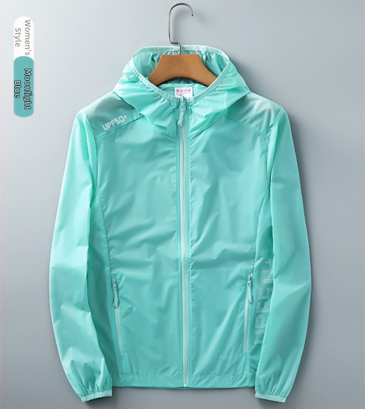 Unisex vasaras ultra plāna UV aizsardzības vēja jaka, neilons, elpojoša, ultra viegla, kapuce, UPF50