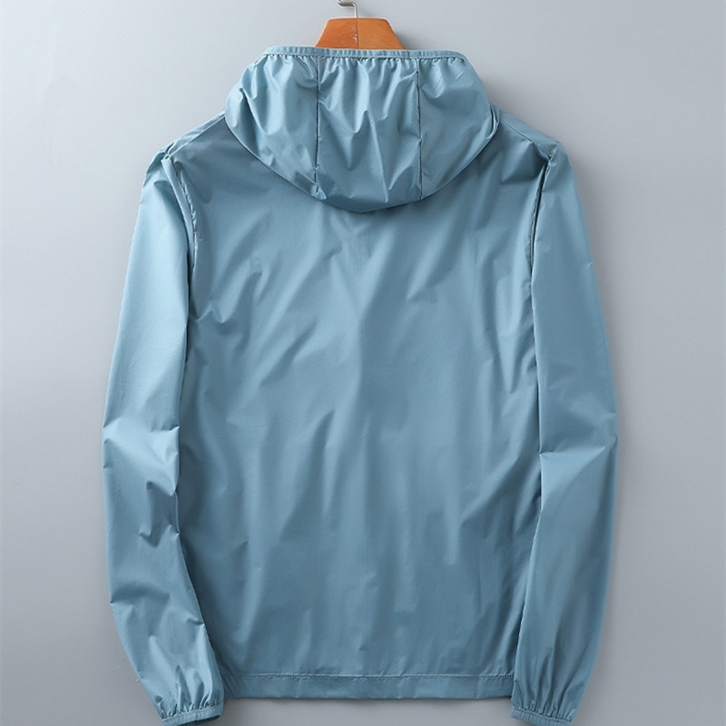 Unisex vasaras ultra plāna UV aizsardzības vēja jaka, neilons, elpojoša, ultra viegla, kapuce, UPF50