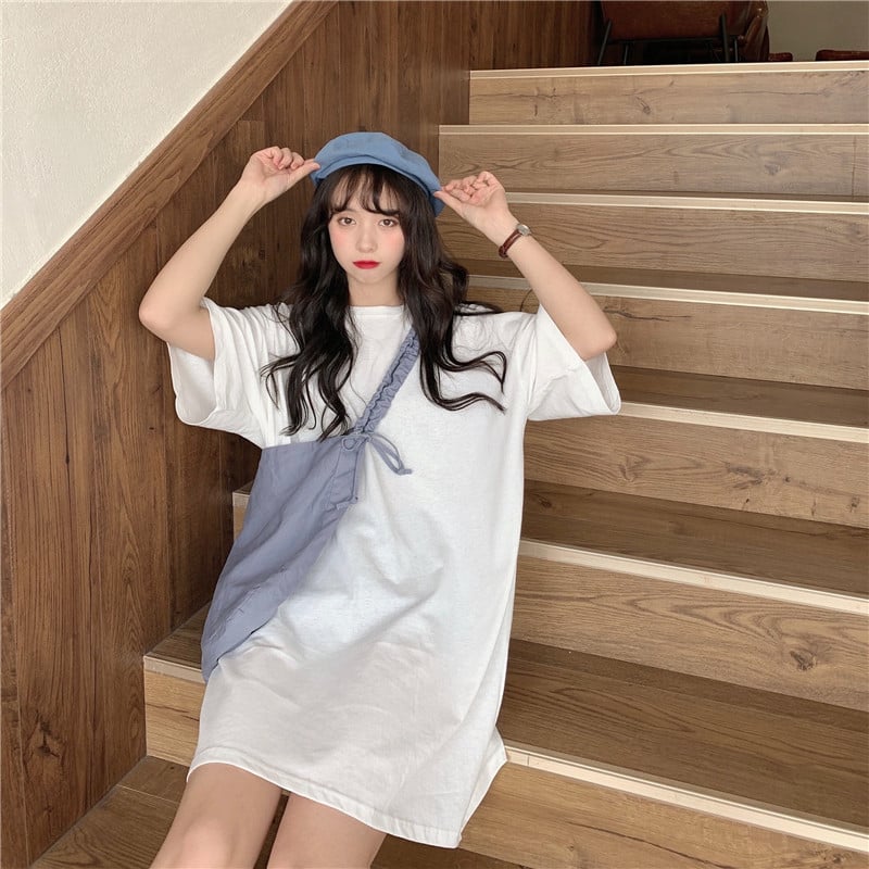 Женска тениска с къс ръкав, свободен силует, кръгло деколте, Milk Silk плат, полиестер ≥95%, едноцветна