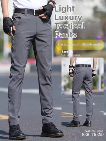 Elastīgās taktiskās bikses bez gludināšanas, taisns griezums, flīsa oderējums, biznesa ikdienai