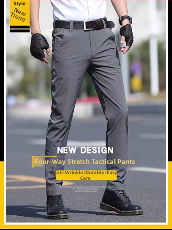 Elastīgās taktiskās bikses bez gludināšanas, taisns griezums, flīsa oderējums, biznesa ikdienai