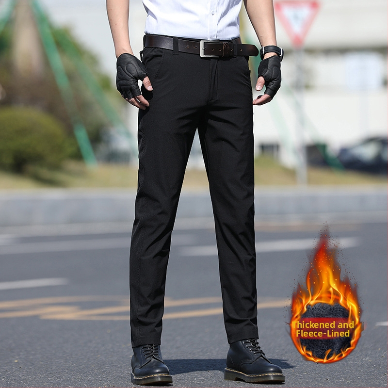 Elastīgās taktiskās bikses bez gludināšanas, taisns griezums, flīsa oderējums, biznesa ikdienai