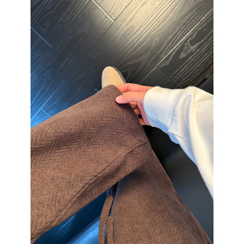 Vīriešu herringbone sporta bikses, taisnas kājas, viduklis vidējais, rāvējslēdzējs, biezs silts audums