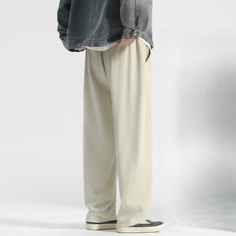 Vīriešu kokvilnas bikses ar taisnu piegriezumu, vidējā josta, aizdare ar auklu, mikroelastīgas