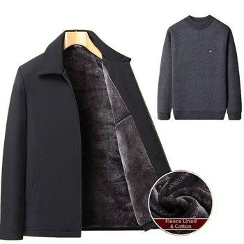 Talvine paks puuvillane jope lapell ja tõmblukuga