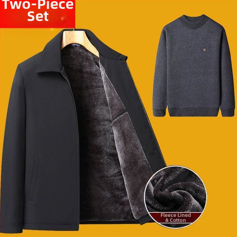 Talvine paks puuvillane jope lapell ja tõmblukuga