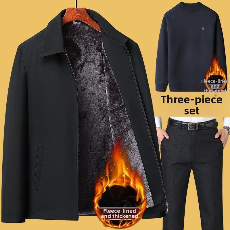 Talvine paks puuvillane jope lapell ja tõmblukuga