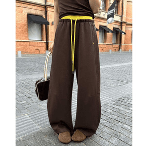 Široke hlače casual s visokim strukom, pamuk-poliester mješavina, mikroelastičnost, jesen 2025