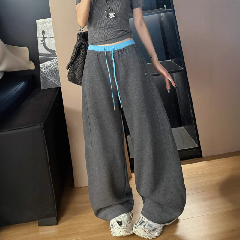 Široke hlače casual s visokim strukom, pamuk-poliester mješavina, mikroelastičnost, jesen 2025