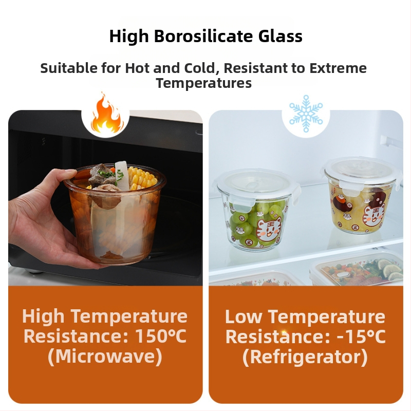 Stiklinė pietų dėžutė su mikrobangų saugiu sriubos puodeliu, 750 ml, pritaikoma, tinkama studentams