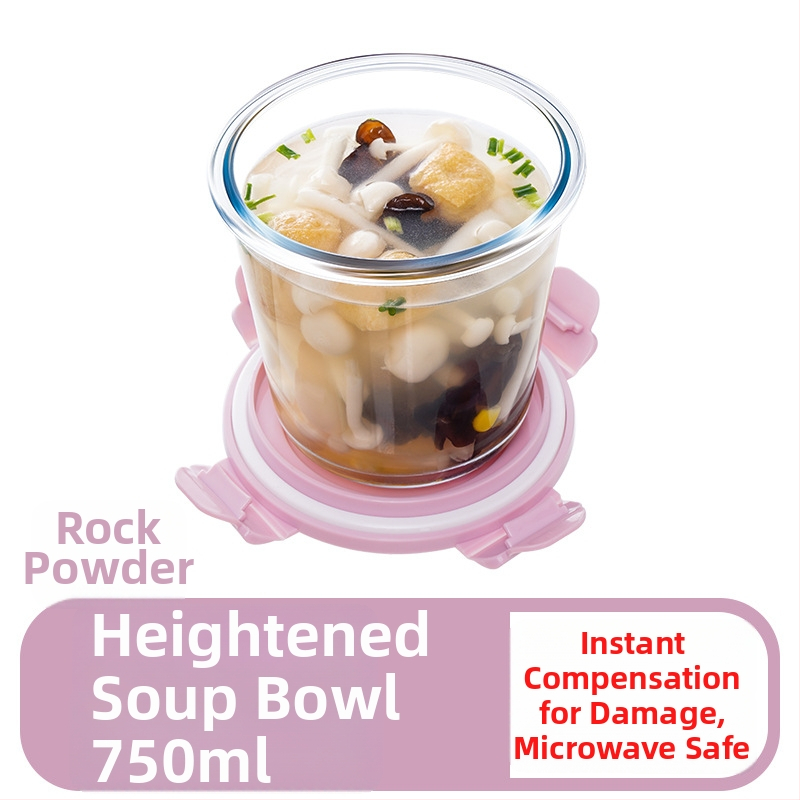 Stiklinė pietų dėžutė su mikrobangų saugiu sriubos puodeliu, 750 ml, pritaikoma, tinkama studentams