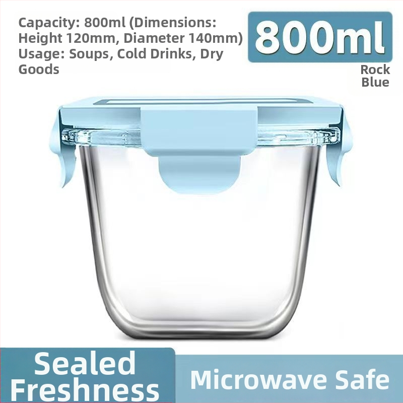 Stiklinė pietų dėžutė su mikrobangų saugiu sriubos puodeliu, 750 ml, pritaikoma, tinkama studentams