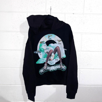 Hanorac damă cu glugă, stil stradal, imprimeu abstract, bumbac, croi lejer