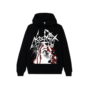 Hanorac damă cu glugă, stil stradal, imprimeu abstract, bumbac, croi lejer