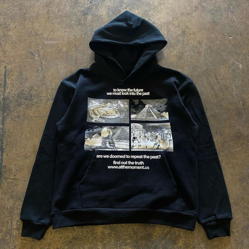 Hanorac damă cu glugă, stil stradal, imprimeu abstract, bumbac, croi lejer