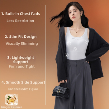 Sievietēm Ginger Essence Heattech term vestē ar iebūvētiem krūšu spilventiem, divpusēja pūkaina iekšiene, piemērota gan iekšējai, gan ārējai valkāšanai, svars 181–200 g/m2