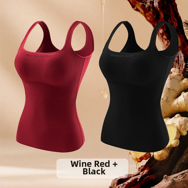 Sievietēm Ginger Essence Heattech term vestē ar iebūvētiem krūšu spilventiem, divpusēja pūkaina iekšiene, piemērota gan iekšējai, gan ārējai valkāšanai, svars 181–200 g/m2