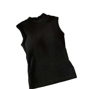 Vesta termică din bumbac pentru femei, guler mock, căptușeală de fleece, grosime mare, strat dublu, stil pulover