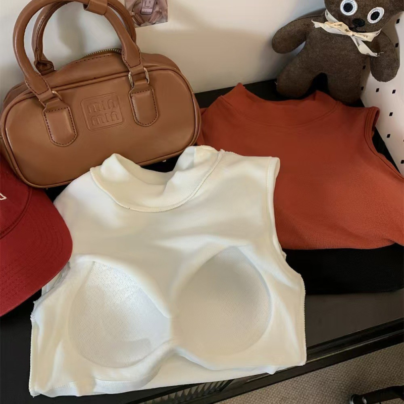 Vesta termică din bumbac pentru femei, guler mock, căptușeală de fleece, grosime mare, strat dublu, stil pulover