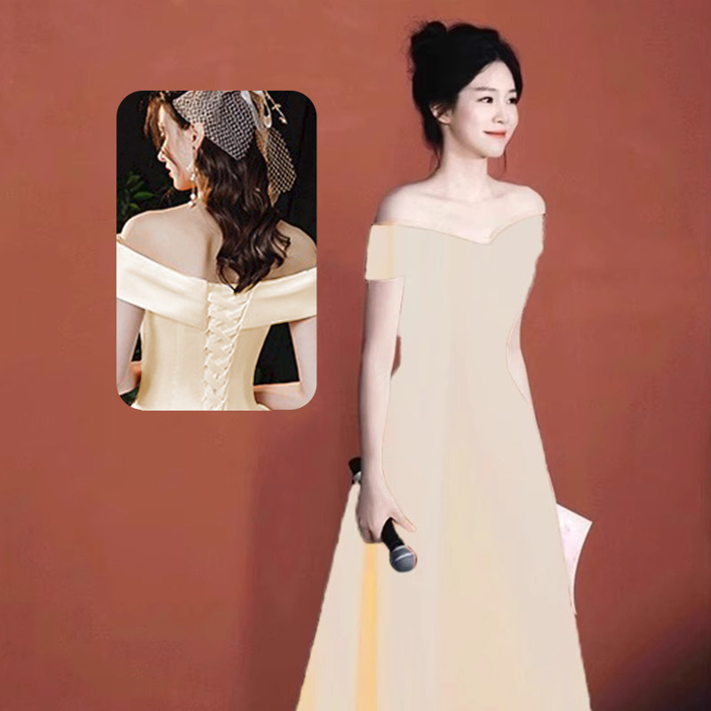 Rochie de seară fără bretele, croială în A, lungă, fără mâneci, talie înaltă, croi slim