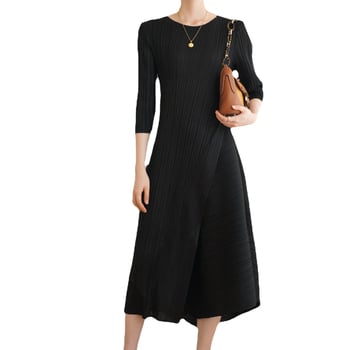 Kleit asümmeetrilise lõikega, kitsas lõige, ringkaelus, 3/4 varrukad, polüester