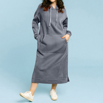 Kootud kapuutsiga kleit, pikad varrukad, pikk seelik, polüester, sügis 2025