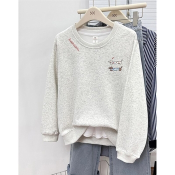 Ženski pulover s okruglim izrezom, ležernog kroja, print s jazvečikom, jesen-zima, korejski stil, oversize