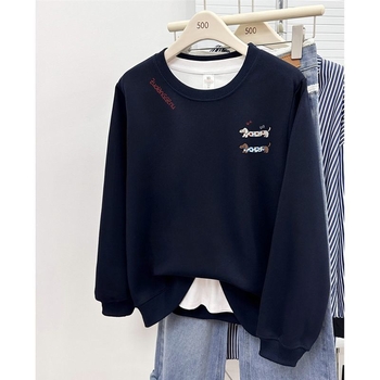 Ženski pulover s okruglim izrezom, ležernog kroja, print s jazvečikom, jesen-zima, korejski stil, oversize