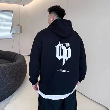 Худи суичър за мъже, свободна кройка, дълги ръкави, подплатен с полар, 96% полиестер, зима 2025