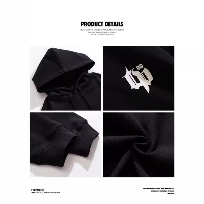 Худи суичър за мъже, свободна кройка, дълги ръкави, подплатен с полар, 96% полиестер, зима 2025