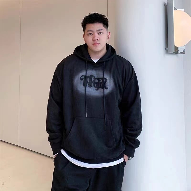 Худи суичър за мъже, свободна кройка, дълги ръкави, подплатен с полар, 96% полиестер, зима 2025