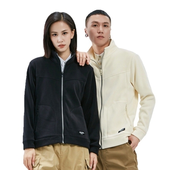 Flīsa jaka ar stāvu apkakli, universāla, pildījums 85–90% dūnas, audums: poliesteris, iekšpuse: poliesteris