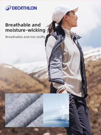 Decathlon flišu jaka ar svītrainu rakstu, audums: 100% kokvilna, oderes materiāls: poliesters, noņemama kapuce