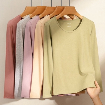 Трикомпонентен термален комплект бельо с бродерия върху гладка вискозна тъкан, дълги ръкави и кръгло деколте (Пролет 2025)