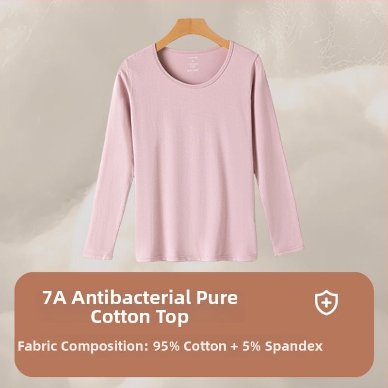 Трикомпонентен термален комплект бельо с бродерия върху гладка вискозна тъкан, дълги ръкави и кръгло деколте (Пролет 2025)