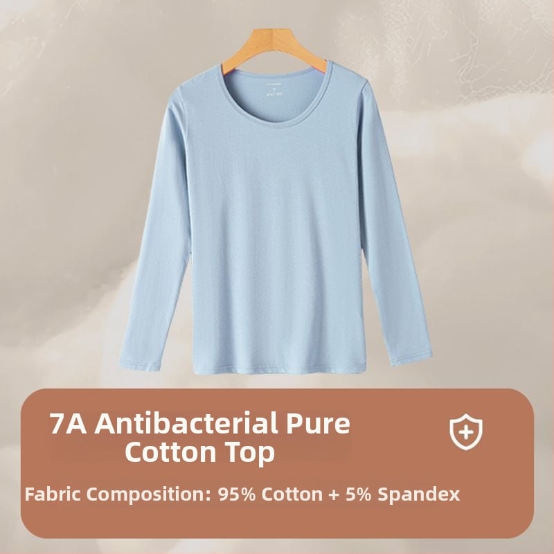 Трикомпонентен термален комплект бельо с бродерия върху гладка вискозна тъкан, дълги ръкави и кръгло деколте (Пролет 2025)