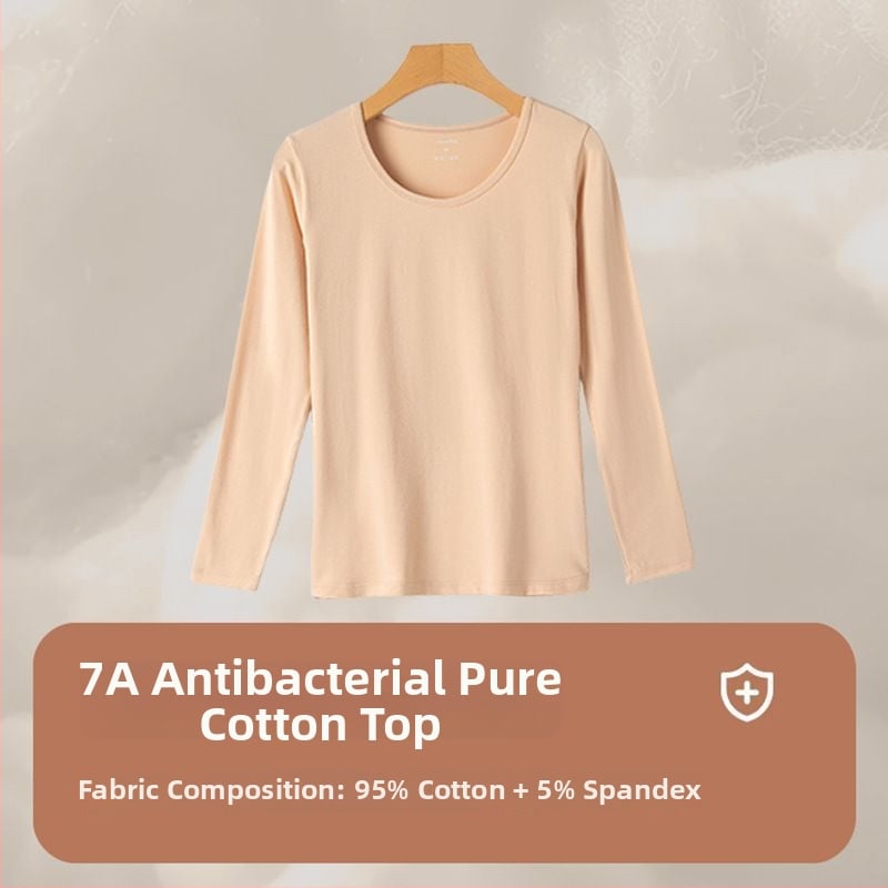 Трикомпонентен термален комплект бельо с бродерия върху гладка вискозна тъкан, дълги ръкави и кръгло деколте (Пролет 2025)