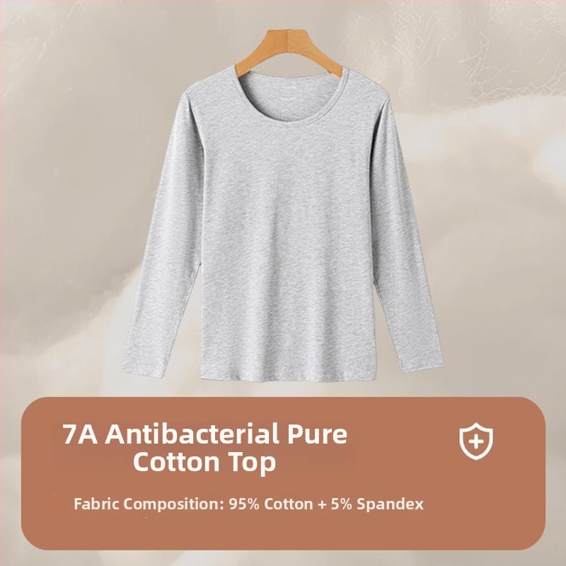 Трикомпонентен термален комплект бельо с бродерия върху гладка вискозна тъкан, дълги ръкави и кръгло деколте (Пролет 2025)