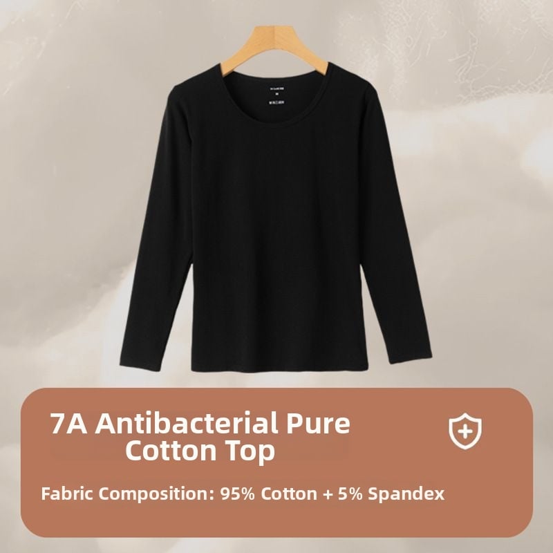 Трикомпонентен термален комплект бельо с бродерия върху гладка вискозна тъкан, дълги ръкави и кръгло деколте (Пролет 2025)